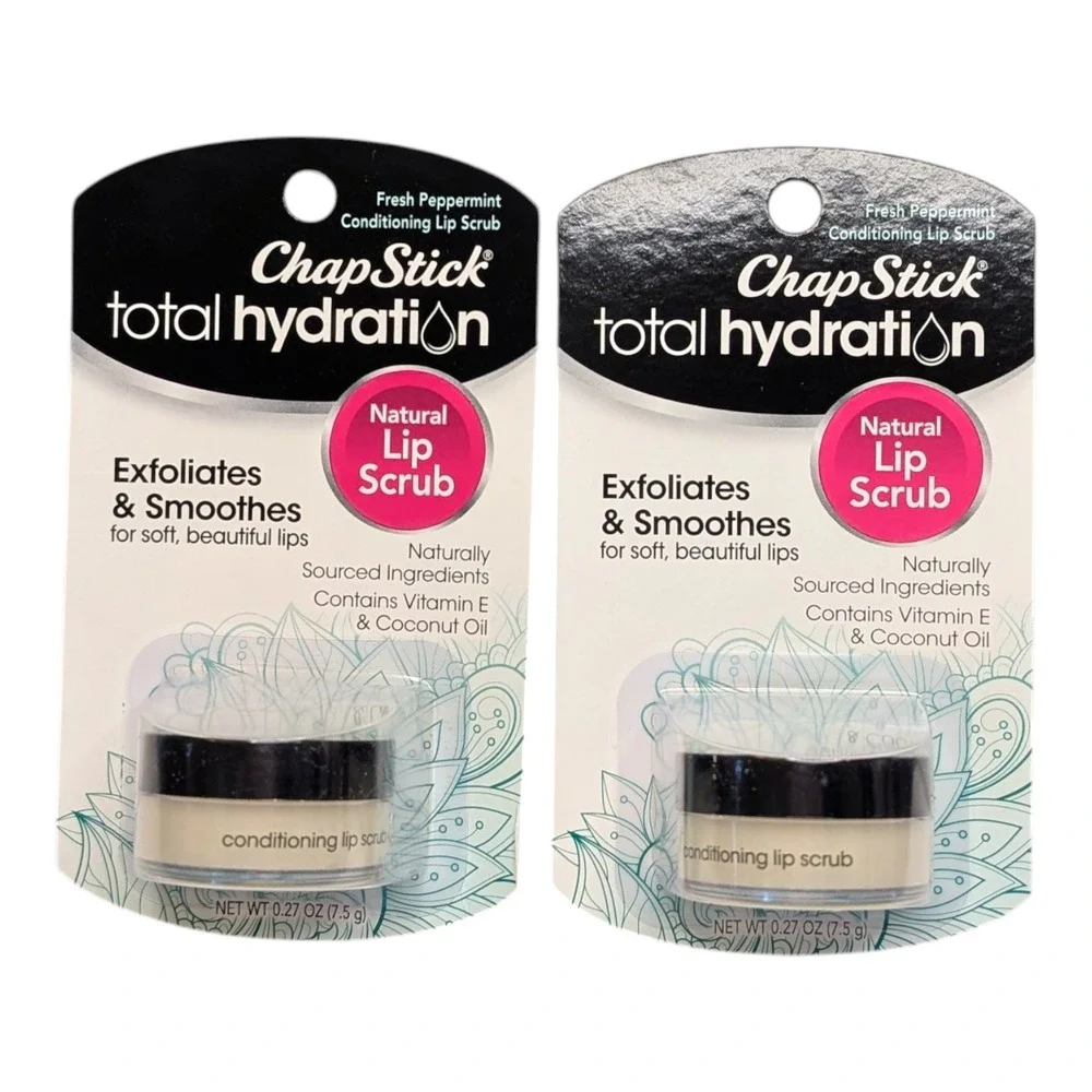 ChapStick Total Hydration Lip‎ Scrub 2 Pack Peppermint 0.27 oz Exfoliate
